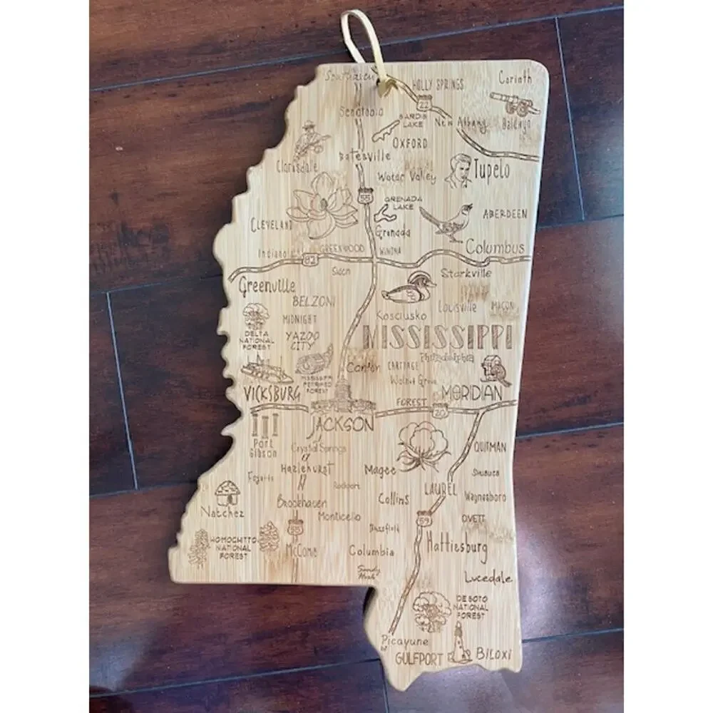 TOTALLY BAMBOO DESTINATION MISSISSIPPI LASER ETCHED SERVING CUTTING‎ BOARD